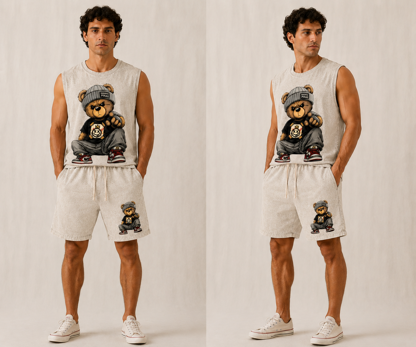 Streetwear Bear Vintage Tank and Short Pair