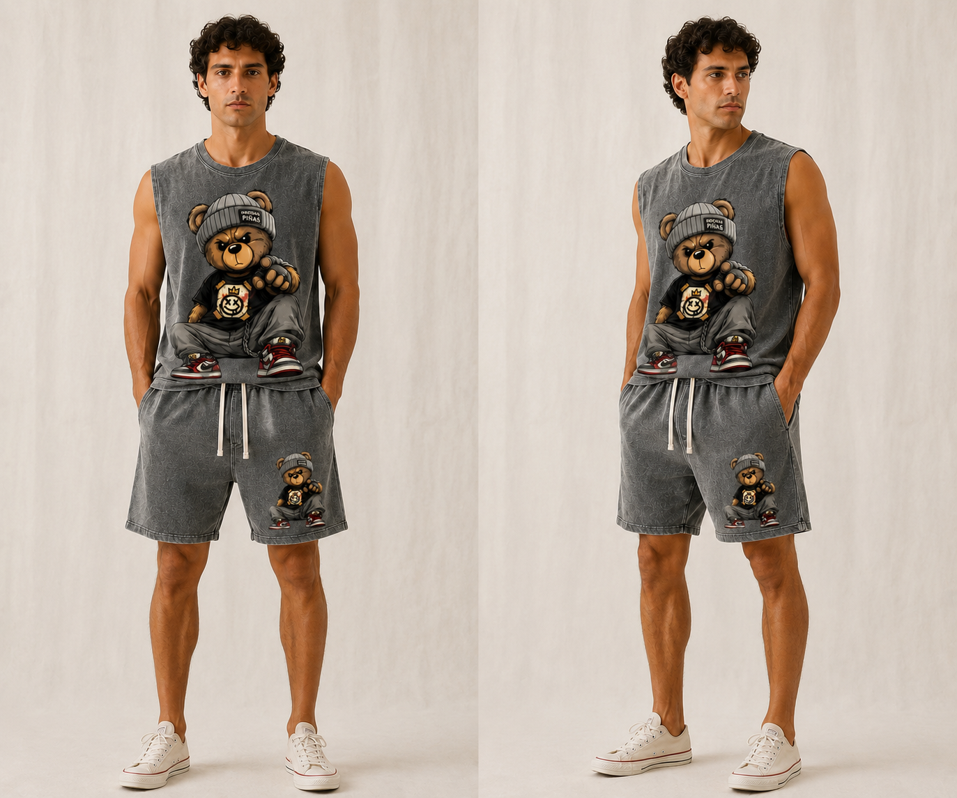 Streetwear Bear Vintage Tank and Short Pair