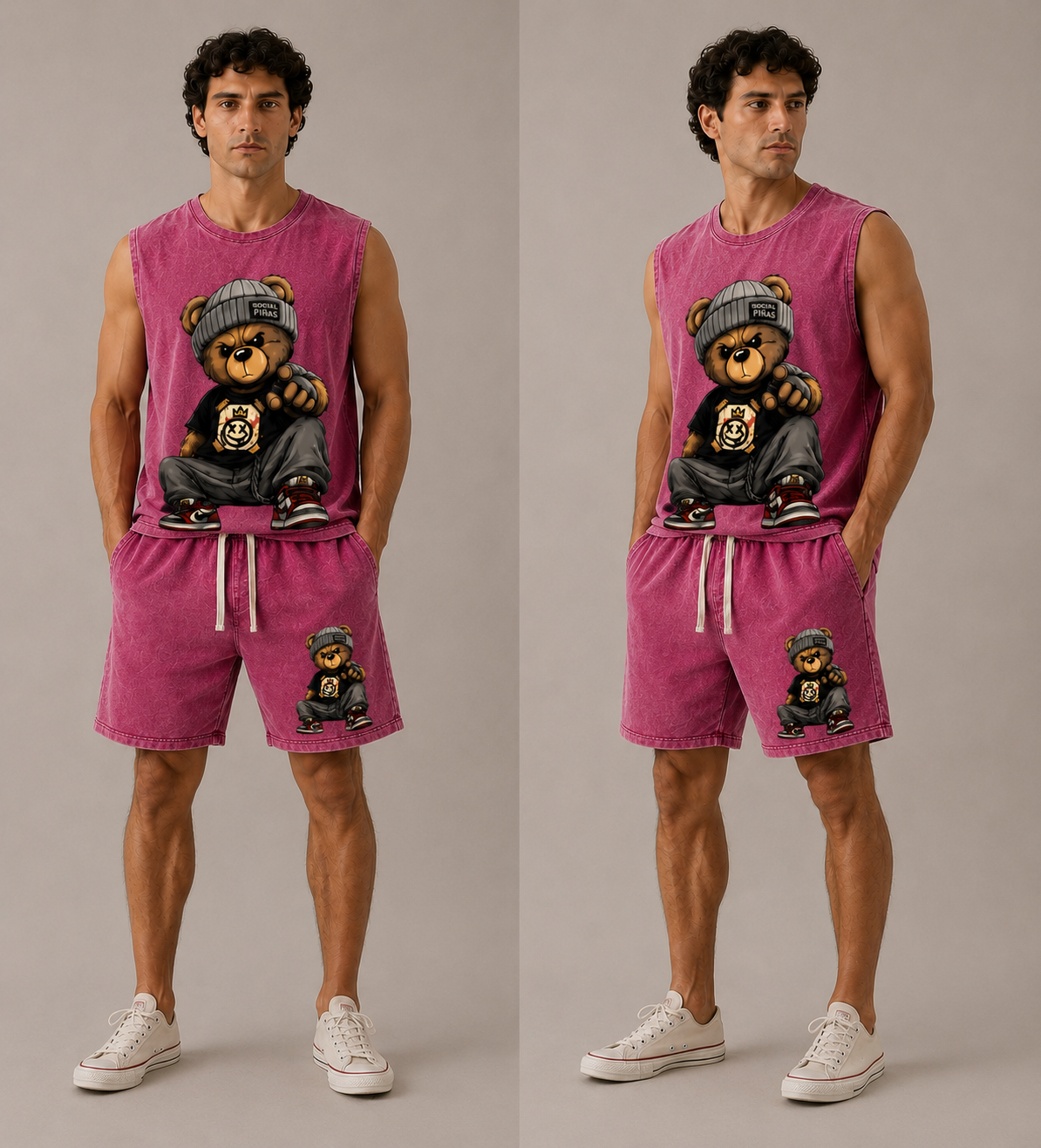 Streetwear Bear Vintage Tank and Short Pair