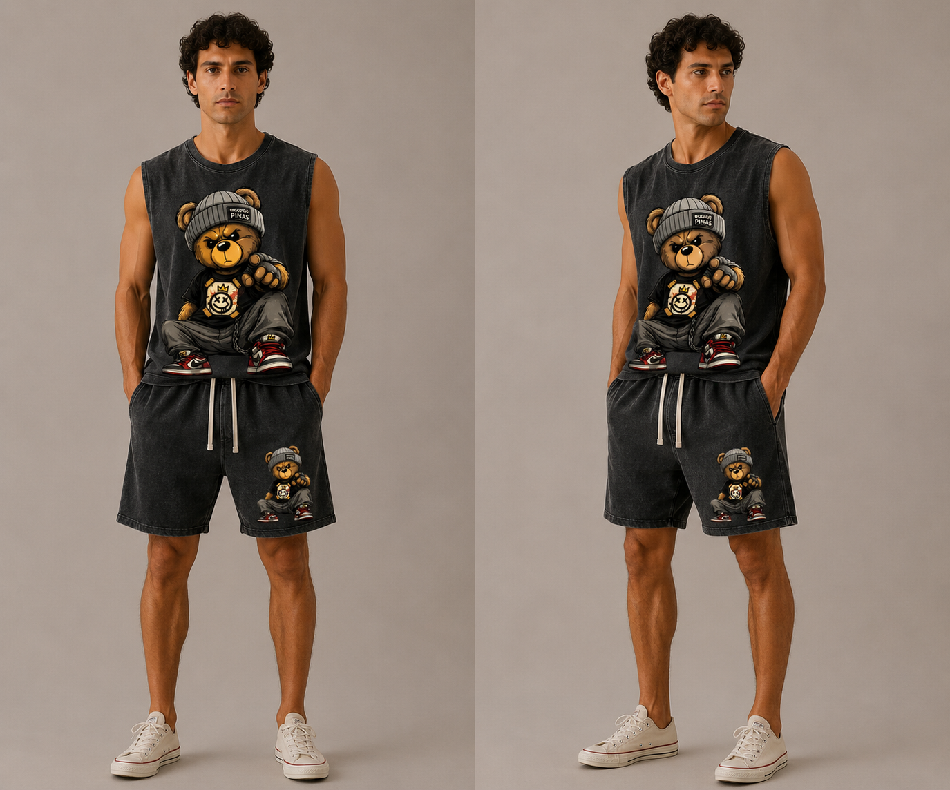 Streetwear Bear Vintage Tank and Short Pair