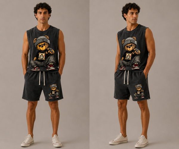 Streetwear Bear Vintage Tank and Short Pair