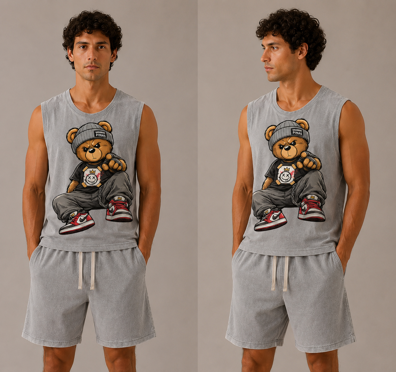 Streetwear Bear Vintage Tank and Short Pair