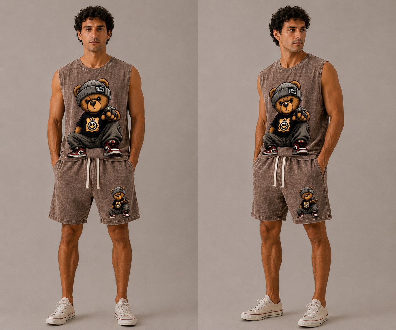 Streetwear Bear Vintage Tank and Short Pair